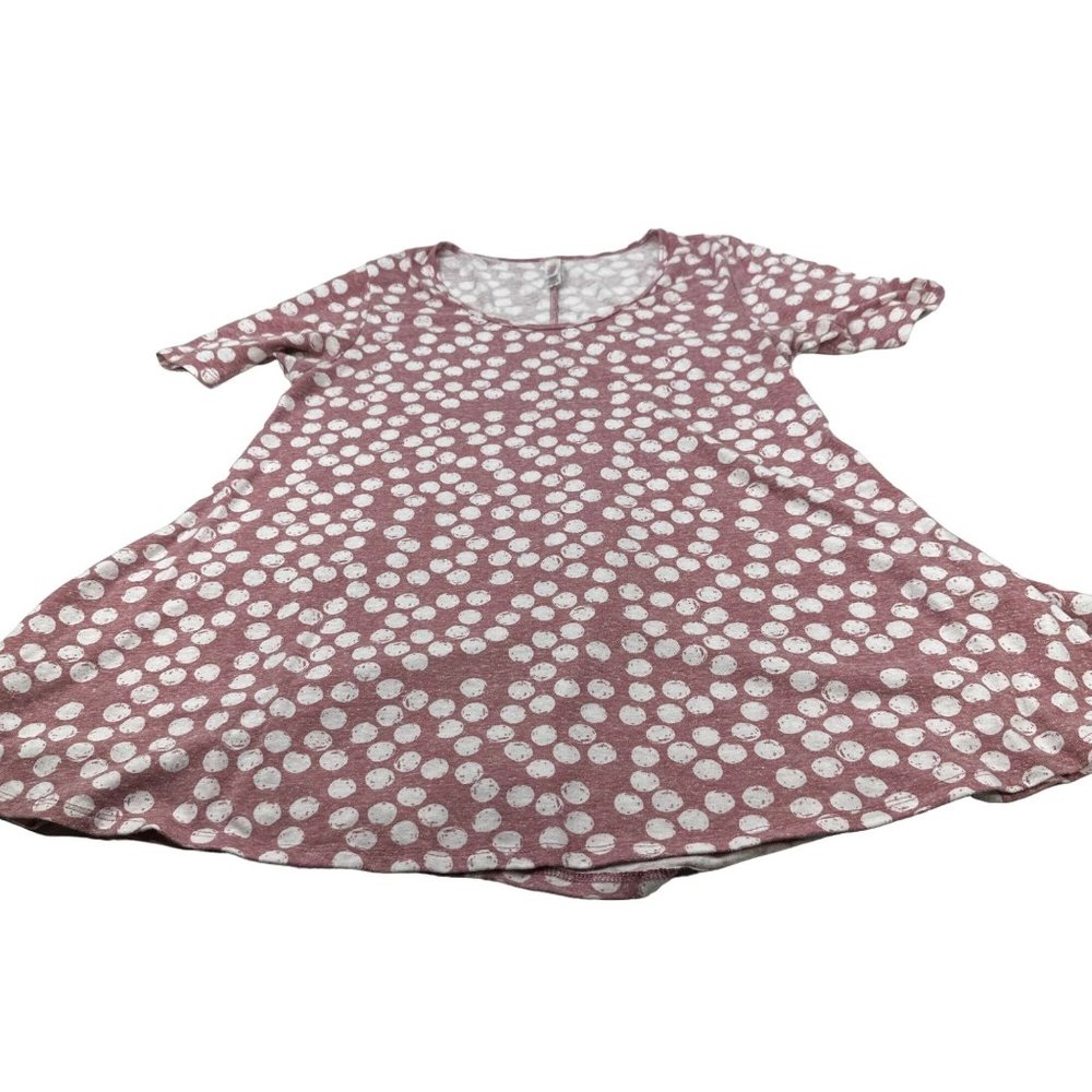 LuLaRoe Women's Size XS Short Sleeve Top Polka Dot Brown White Preowned